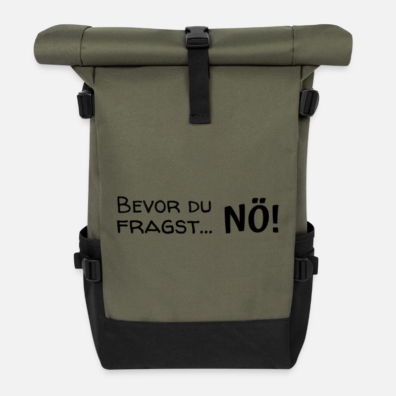 Bevor du fragst ... Nö! - Rolltop Rucksack - Olive/Schwarz