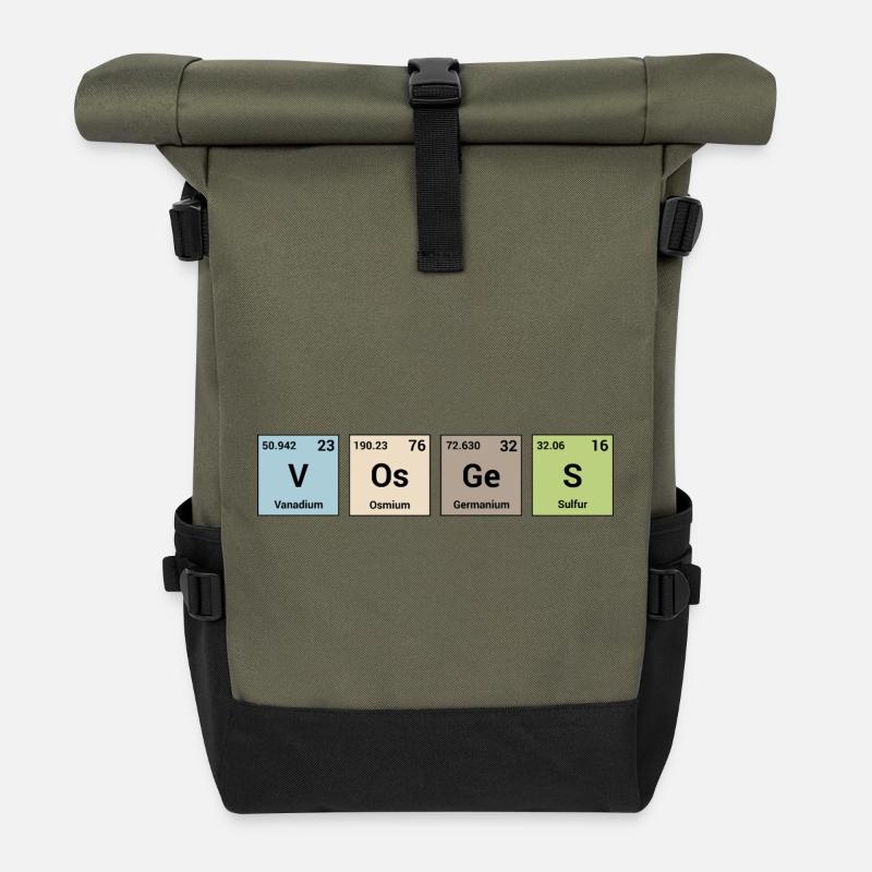 Vosges en éléments périodiques - Sac à dos roll top - olive/noir