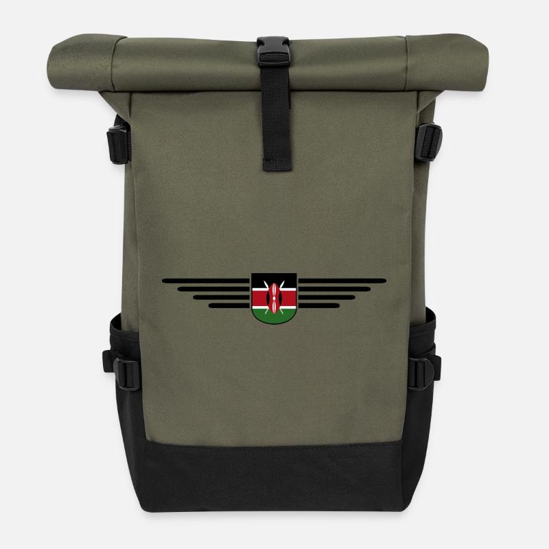 Le design de Nairobi pour les amoureux du Kenya - Sac à dos roll top - olive/noir