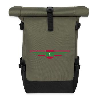 Malediven Fans: Exklusive Shirts - Rolltop Rucksack - Olive/Schwarz - Vorne