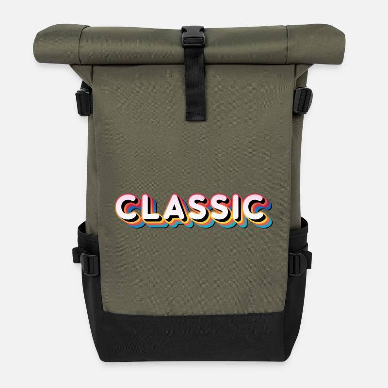 Retro Classic - Roll Top Backpack - olive/black