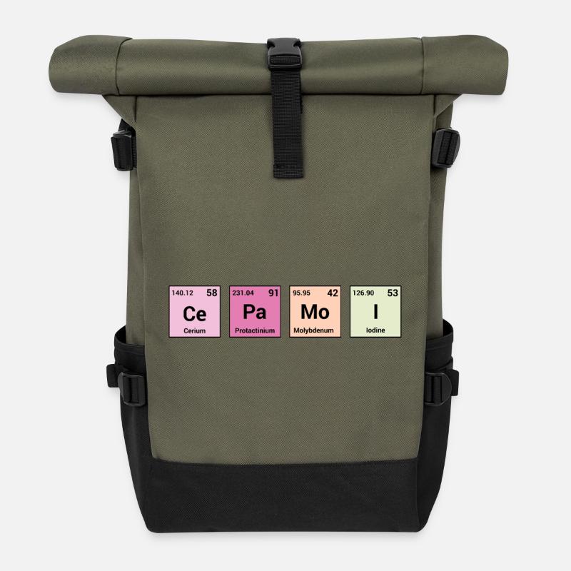 Cepamoi en éléments périodiques - Sac à dos roll top - olive/noir