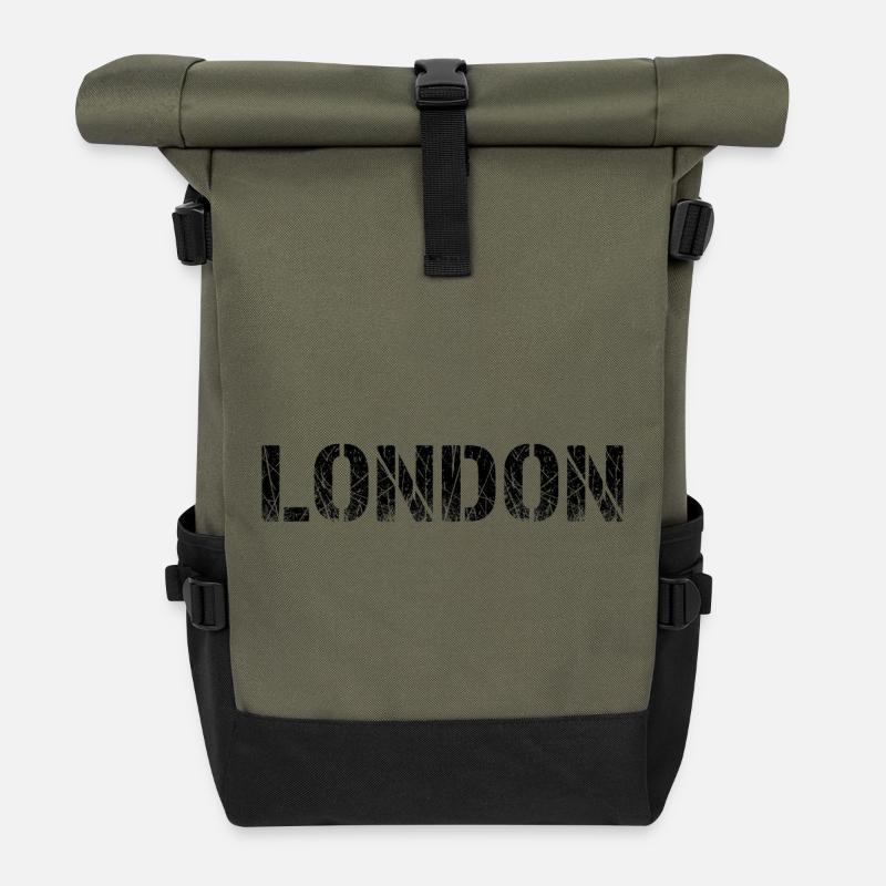Londres - Sac à dos roll top - olive/noir