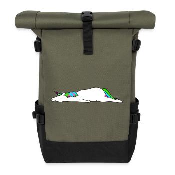 Unicorn Lazy DIY Costume Funny Magical Unicorn - Roll Top Backpack - olive/black - Front