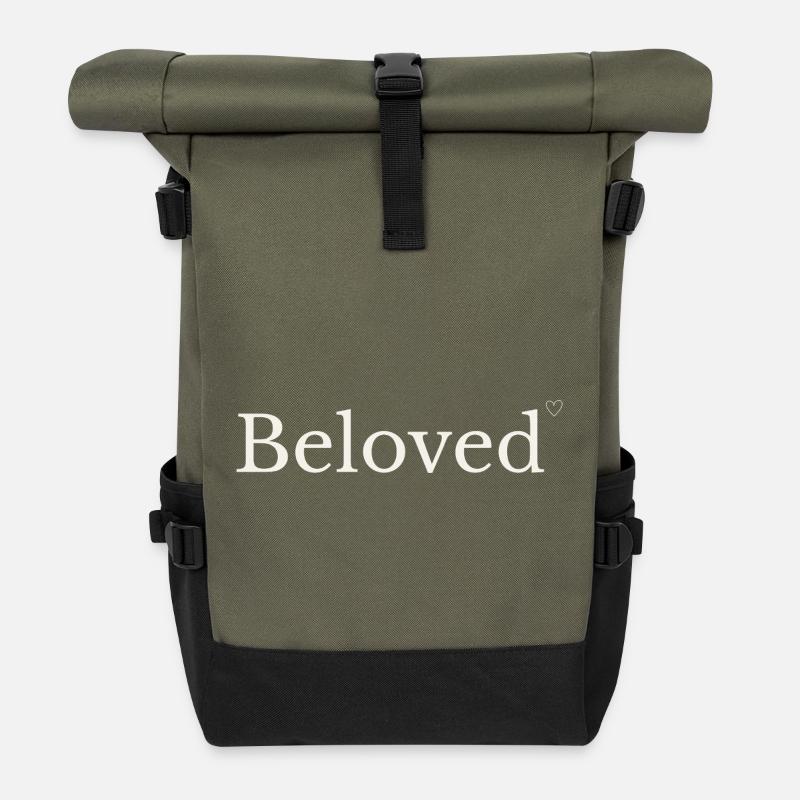 Geliebter Christian | Minimalistisches Herzdesign - Rolltop Rucksack - Olive/Schwarz