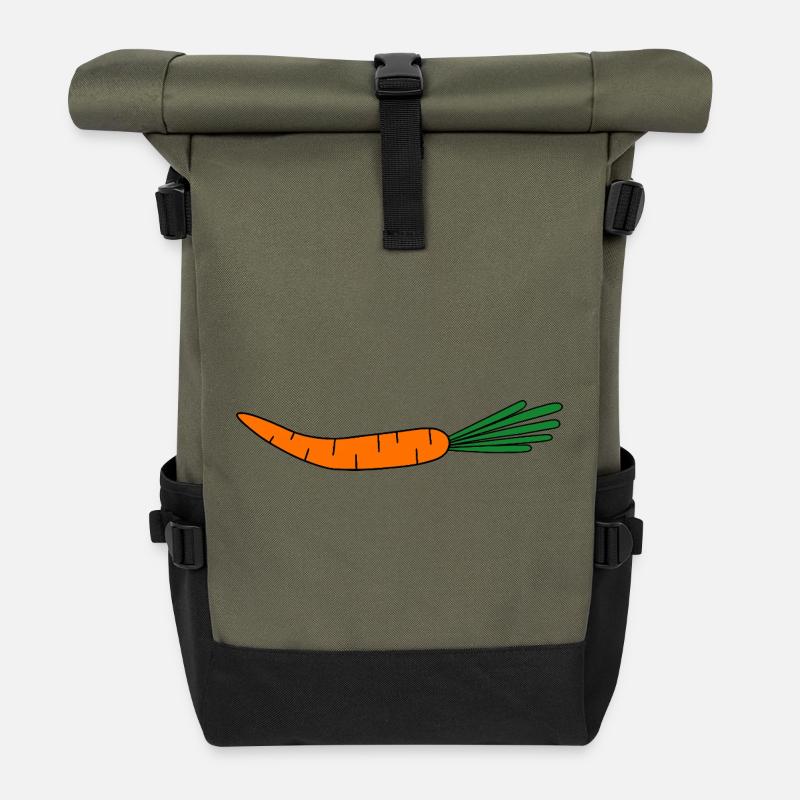 Bright Carrot Silhouette - Roll Top Backpack - olive/black