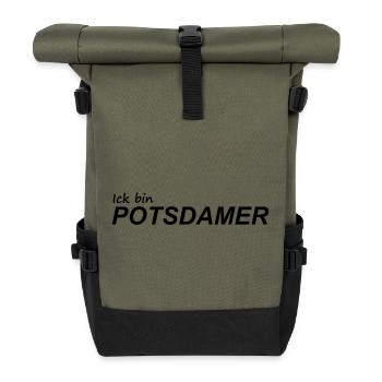 ICK BIN POTSDAMER - Rolltop Rucksack - Olive/Schwarz - Vorne