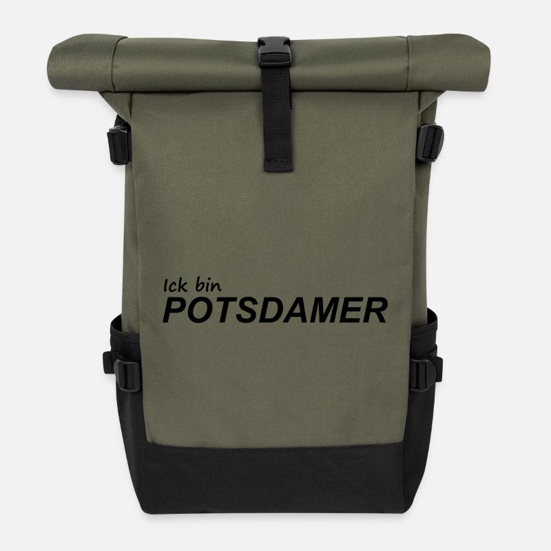 ICK BIN POTSDAMER - Rolltop Rucksack - Olive/Schwarz