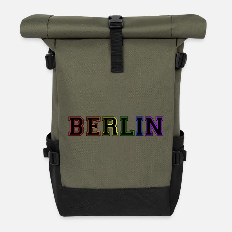 Berlin Varsity Rainbow - Rolltop Rucksack - Olive/Schwarz