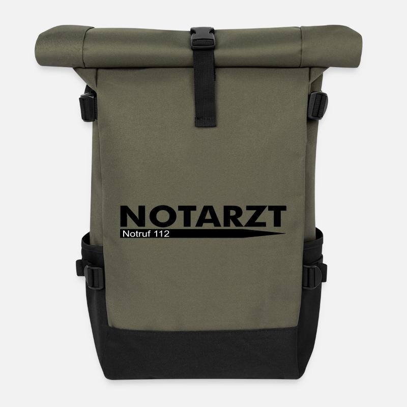 Notarzt Notruf 112 - Rolltop Rucksack - Olive/Schwarz