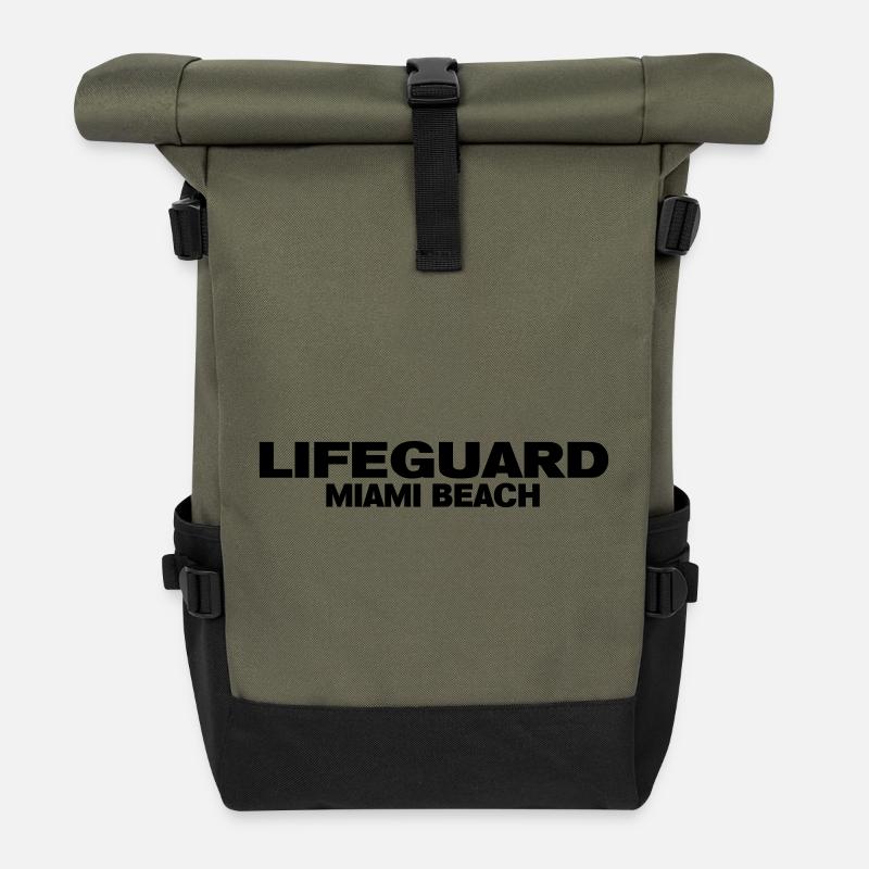 Rettungsschwimmer miami - Rolltop Rucksack - Olive/Schwarz