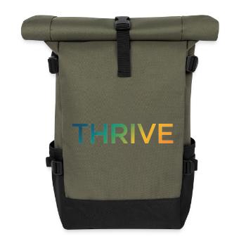 Thrive Gradient Lettering - Roll Top Backpack - olive/black - Front