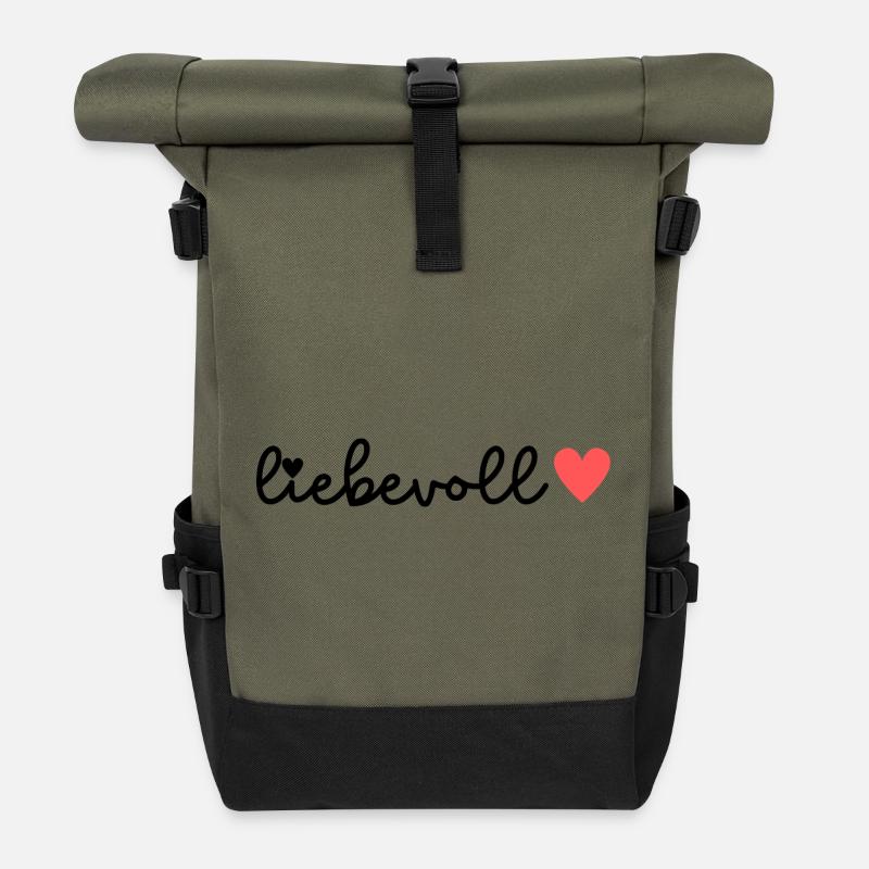 LIEBEVOLL  liebevoll - Rolltop Rucksack - Olive/Schwarz