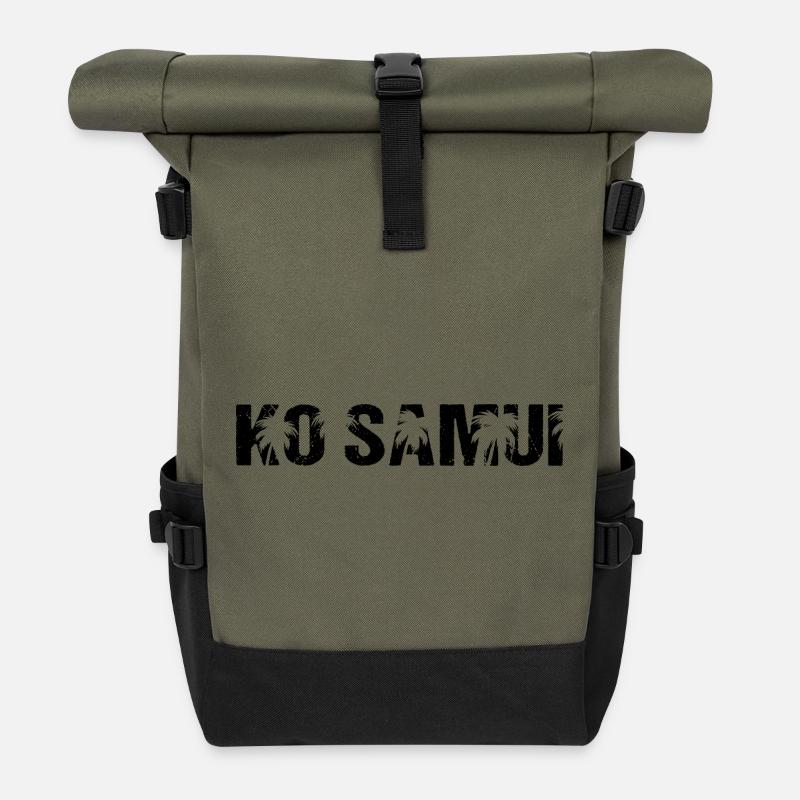 Ko Samui Thailand Palm Trees - Roll Top Backpack - olive/black