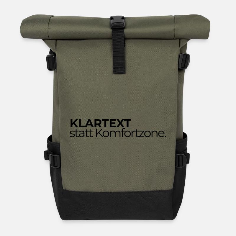 Klartext statt Komfortzone - Rolltop Rucksack - Olive/Schwarz