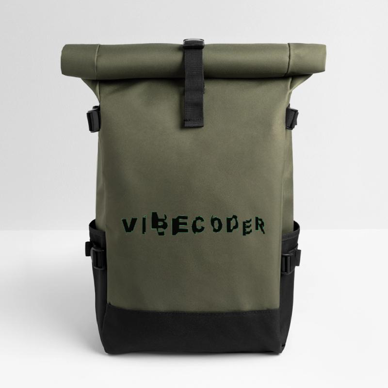 VibeCoder Glitch Neon Roll Top Backpack