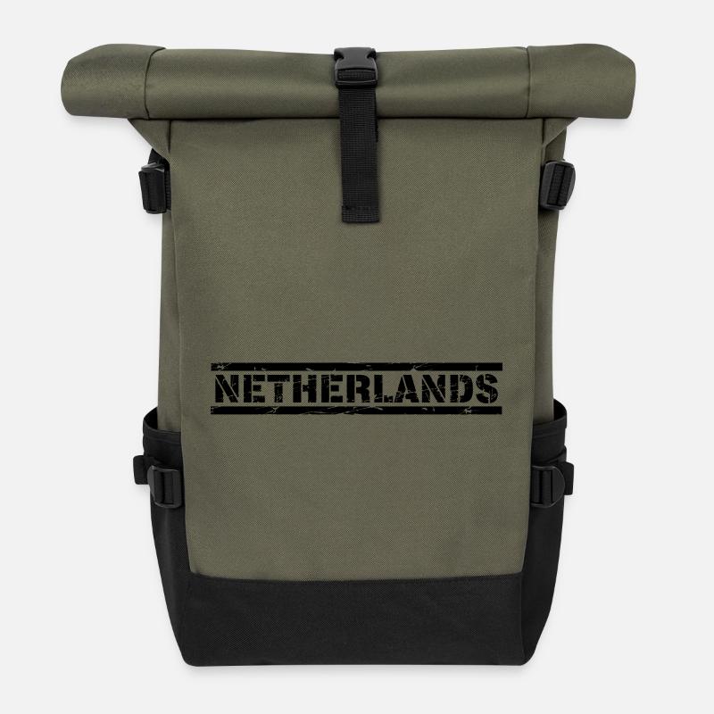 Netherlands - Roll Top Backpack - olive/black