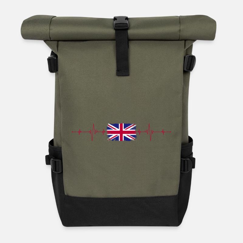 Union Jack Heartbeat Edition - Rolltop Rucksack - Olive/Schwarz