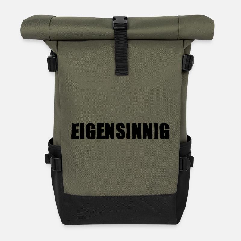stubborn - Roll Top Backpack - olive/black