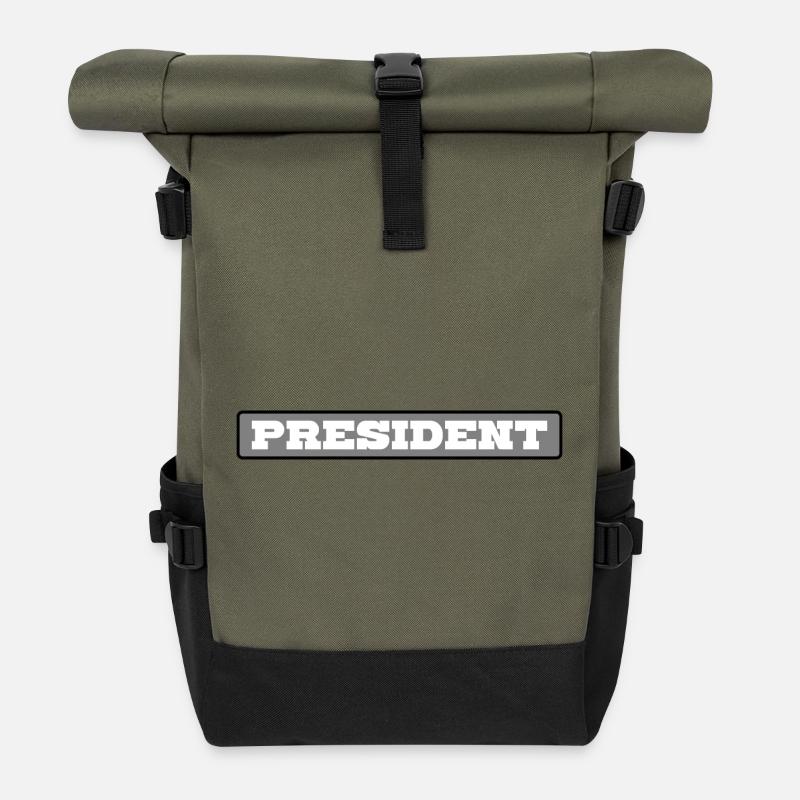 PRESIDENT - Rolltop Rucksack - Olive/Schwarz