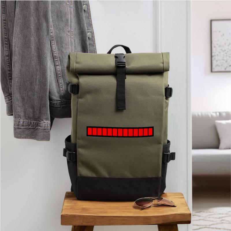 Rectangle loading bar Black Red (100%) Roll Top Backpack