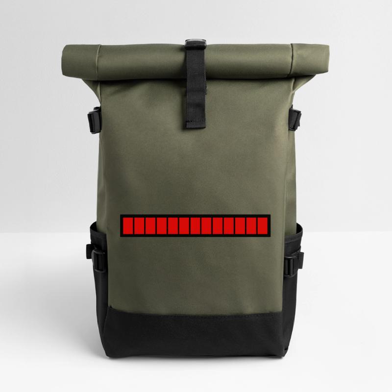 Rectangle loading bar Black Red (100%) Roll Top Backpack