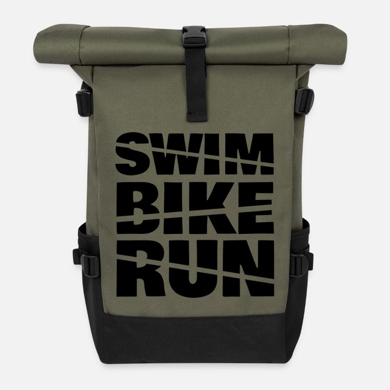 Swim Bike Run - Rolltop Rucksack - Olive/Schwarz