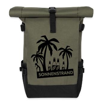Malle,mallorca,party,goldstrand,2014,urlaub,saufen - Rolltop Rucksack - Olive/Schwarz - Vorne