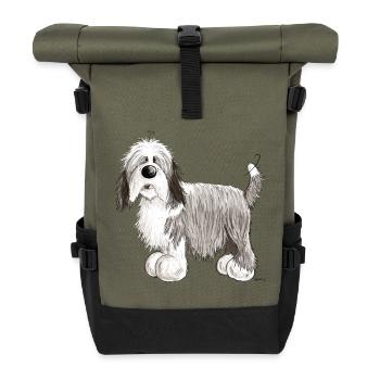 Der Bearded Collie - Rolltop Rucksack - Olive/Schwarz - Vorne