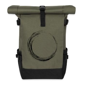 Circle Black - Roll Top Backpack - olive/black - Front