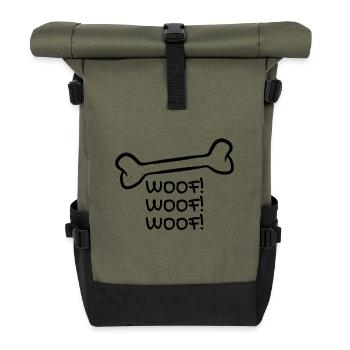 Hund Knochen - Rolltop Rucksack - Olive/Schwarz - Vorne
