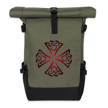 Keltische Symbole Stärke Mut - Rolltop Rucksack - Olive/Schwarz - Vorne