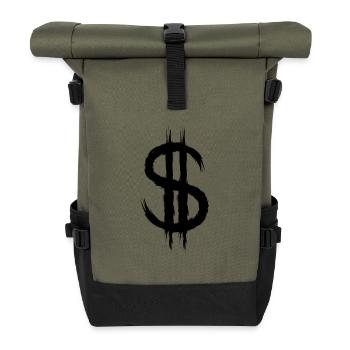 Dollar sign dollar money symbol - Roll Top Backpack - olive/black - Front