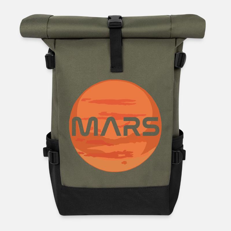 Planète Mars - Sac à dos roll top - olive/noir