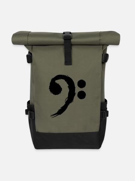 Bass musikalische Symbole - Rolltop Rucksack - Olive/Schwarz
