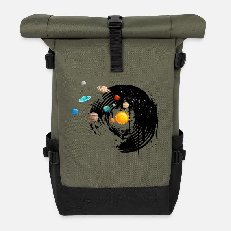 Vinyl Record - Roll Top Backpack - olive/black