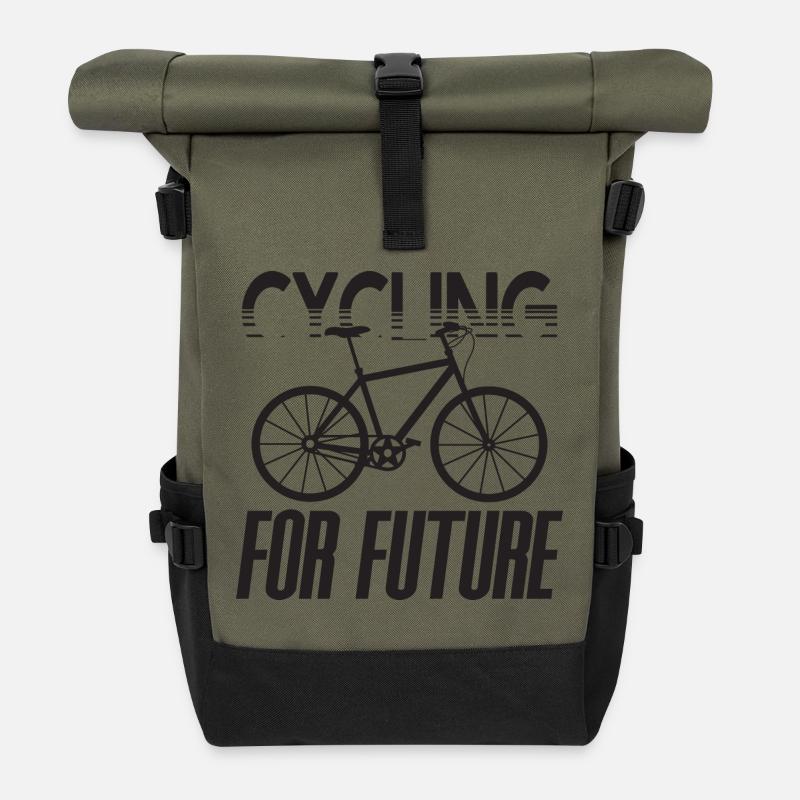 Cycling for Future cyclist climate change gift - Roll Top Backpack - olive/black