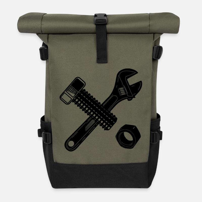 Écrou de boulon et clé - Sac à dos roll top - olive/noir