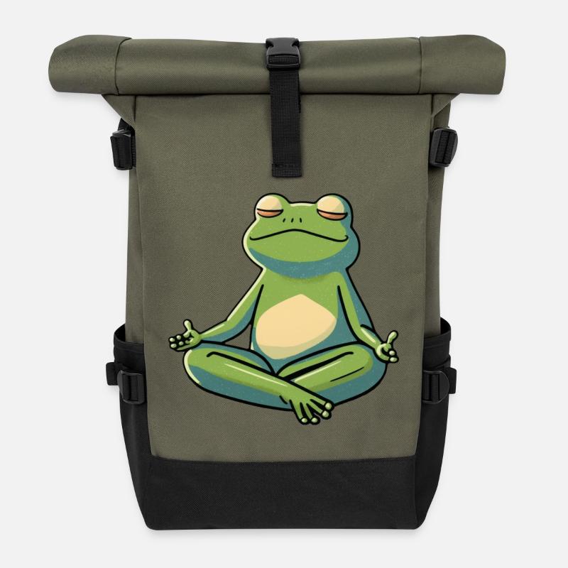 Grenouille douce - Sac à dos roll top - olive/noir