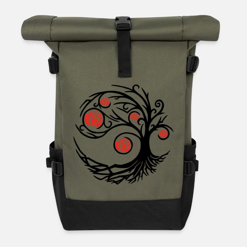 Seltsame schwarze Rose - Rolltop Rucksack - Olive/Schwarz