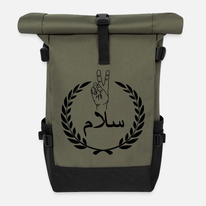 La paix arabe en couronne de laurier - Sac à dos roll top - olive/noir