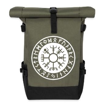 Vegvisir Nordique – Symbole de Protection Blanc - Sac à dos roll top - olive/noir - Devant