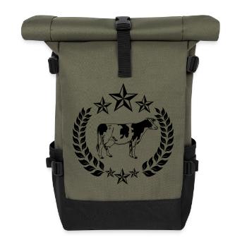 Cow three stars - Roll Top Backpack - olive/black - Front