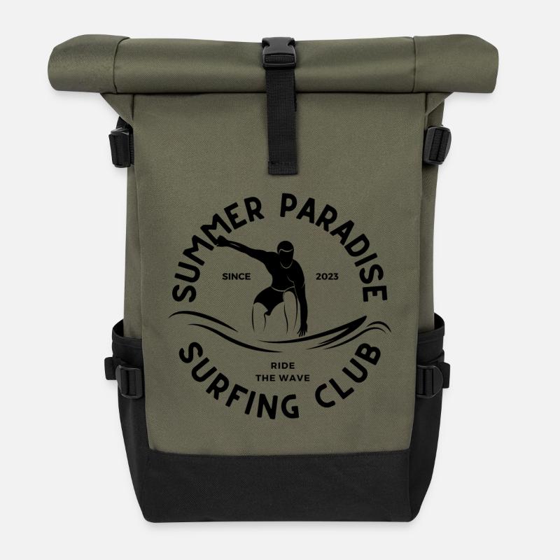 surfing, surfing, surfing, surfing club - Roll Top Backpack - olive/black