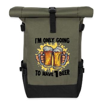 Drinking Biertrinker Bierliebhaber Biershirt - Rolltop Rucksack - Olive/Schwarz - Vorne