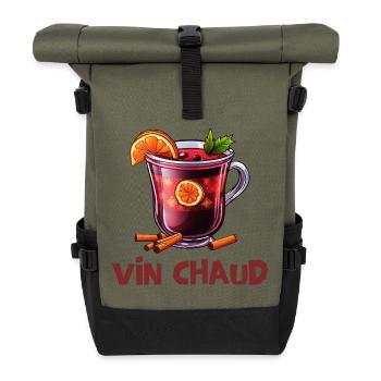 sport d'hiver, vin chaud, vacances d'hiver - Sac à dos roll top - olive/noir - Devant