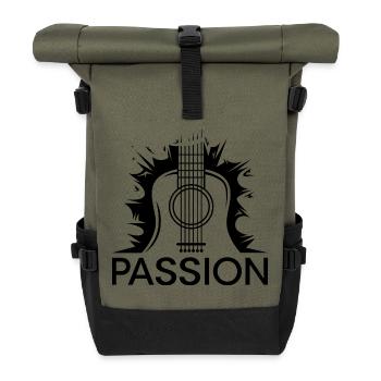 passion guitar music passion guitarist icon - Roll Top Backpack - olive/black - Front