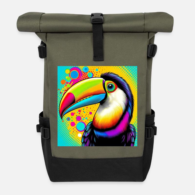 Tukan Pop Art - Rolltop Rucksack - Olive/Schwarz