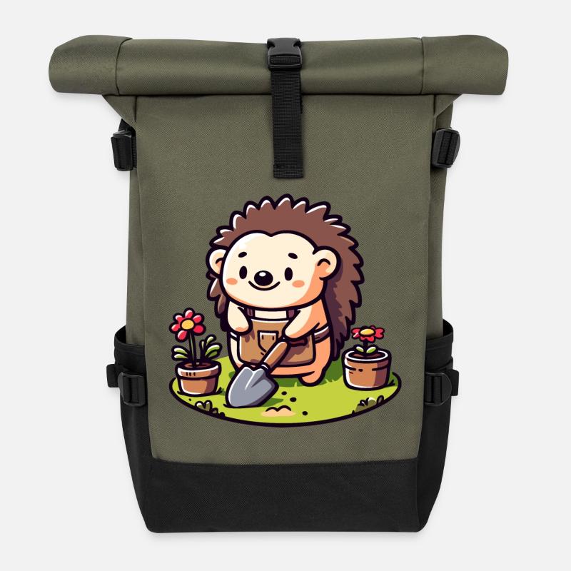 Igelgärtner: Der Blütenkumpel - Rolltop Rucksack - Olive/Schwarz