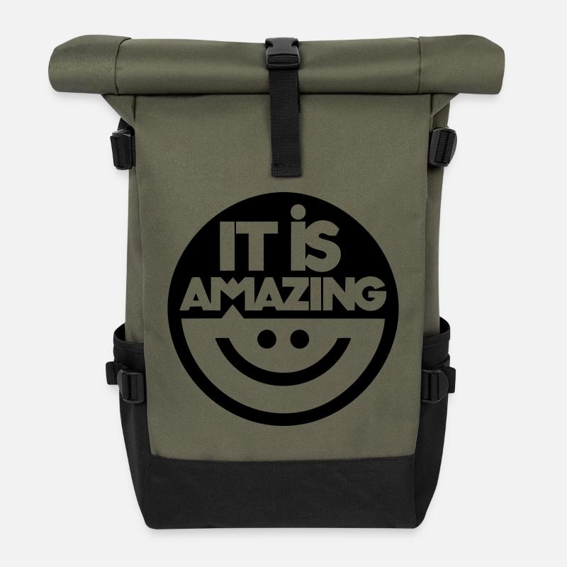 Amazing - Roll Top Backpack - olive/black